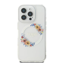 Guess IML Flowers Wreath MagSafe iPhone 16 Pro Max dėklas – skaidrus