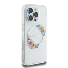 Guess IML Flowers Wreath MagSafe iPhone 16 Pro Max Case - Clear