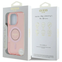 Guess IML Rhinestones MagSafe iPhone 16 Pro Max dėklas – rožinis