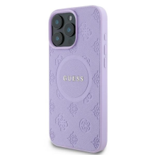 Guess Saffiano Peony Classic Logo MagSafe iPhone 16 Pro Max Case - Purple