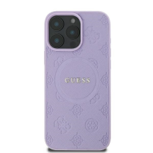 Guess Saffiano Peony Classic Logo MagSafe iPhone 16 Pro Max Case - Purple