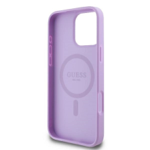 Guess Saffiano Peony Classic Logo MagSafe iPhone 16 Pro Max Case - Purple