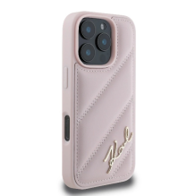 Karl Lagerfeld Quilted Signature iPhone 16 Pro Case - Pink