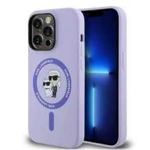 Karl Lagerfeld Silicone Karl&amp;Choupette Heads Ring MagSafe Case for iPhone 14 Pro Max - Purple