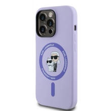 Karl Lagerfeld Silicone Karl&amp;Choupette Heads Ring MagSafe Case for iPhone 14 Pro Max - Purple