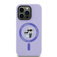 Karl Lagerfeld Silicone Karl&amp;Choupette Heads Ring MagSafe Case for iPhone 14 Pro Max - Purple