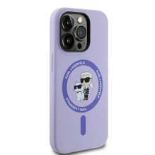 Karl Lagerfeld Silicone Karl&amp;Choupette Heads Ring MagSafe Case for iPhone 14 Pro Max - Purple