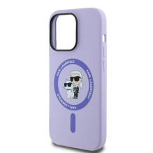 Karl Lagerfeld Silicone Karl&amp;Choupette Heads Ring MagSafe Case for iPhone 14 Pro Max - Purple