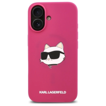 Karl Lagerfeld Silicone Choupette Head Print MagSafe iPhone 16 Case - Fuchsia