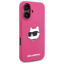 Karl Lagerfeld silikoninė Choupette Head Print MagSafe iPhone 16 dėklas – fuksijos spalvos