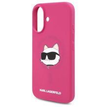 Karl Lagerfeld silikoninė Choupette Head Print MagSafe iPhone 16 dėklas – fuksijos spalvos