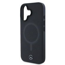 Mercedes Plain Smooth Leather MagSafe iPhone 16 Case - Black