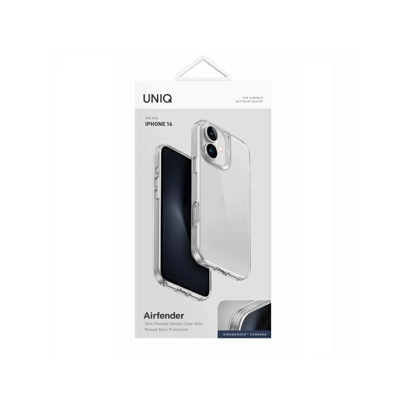 Uniq Air Fender iPhone 16 dėklas – skaidrus