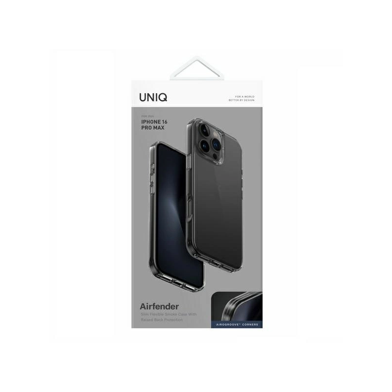 Uniq Air Fender dėklas, skirtas iPhone 16 Pro Max – pilkas