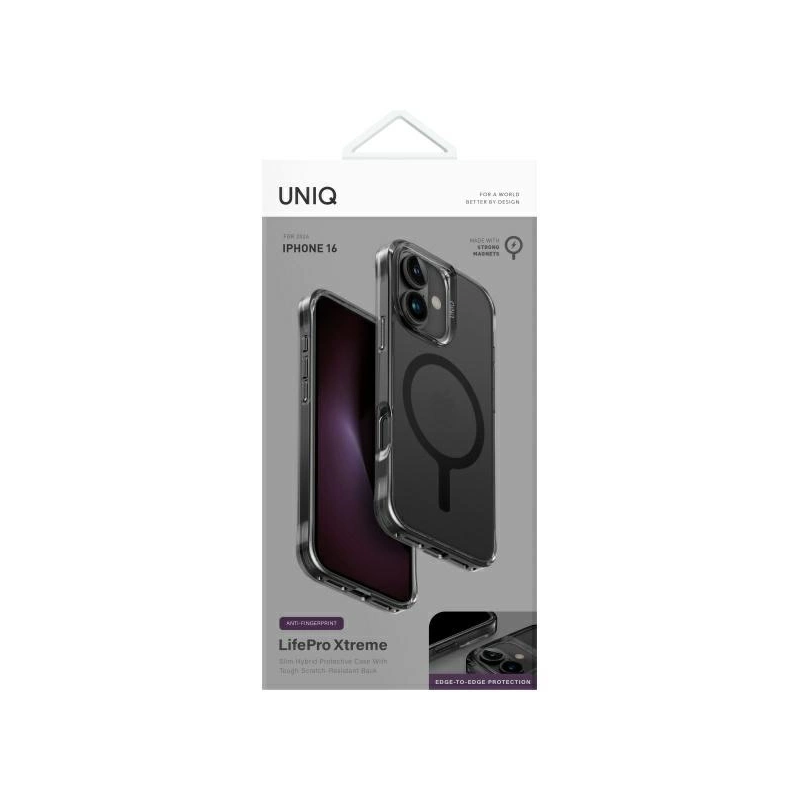 Uniq LifePro Xtreme Magclick įkrovimo dėklas, skirtas iPhone 16 – juodas