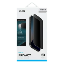 Uniq Optix Privacy grūdintas stiklas su privatumo aplikatoriumi, skirtas iPhone 16