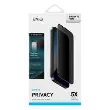 Uniq Optix Privacy grūdintas stiklas su privatumo aplikatoriumi, skirtas iPhone 16 Plus