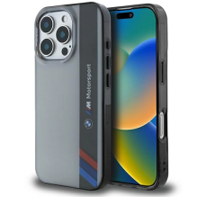 BMW Motosport IML Vertical Stripe iPhone 16 Pro dėklas – pilkas