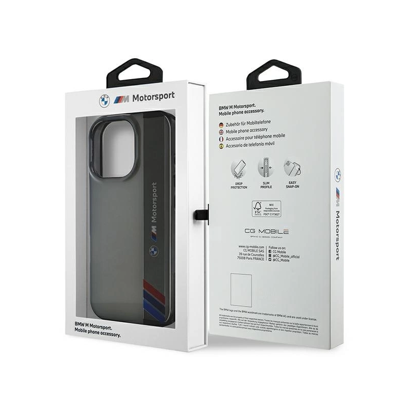 BMW Motosport IML Vertical Stripe iPhone 16 Pro dėklas – pilkas