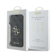 Guess 4G metalinis logotipas iPhone 16 dėklas – juodas