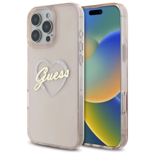 Guess IML Heart Case for iPhone 16 Pro - Pink