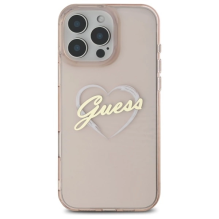 Guess IML Heart Case for iPhone 16 Pro - Pink