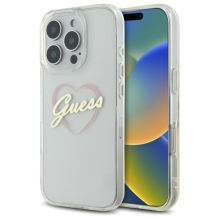 Guess IML Heart Case for iPhone 16 Pro - Transparent