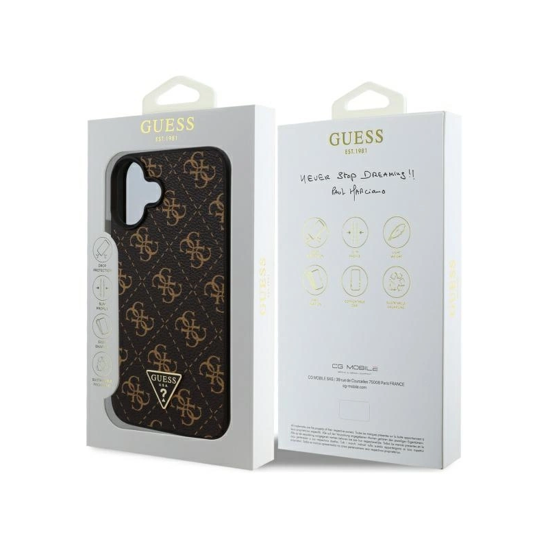 „Guess“ naujas 4G trikampis dėklas, skirtas iPhone 16 6,1 colio – juodas