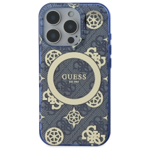 Guess IML Peony On 4G Background MagSafe Case for iPhone 16 Pro - Blue