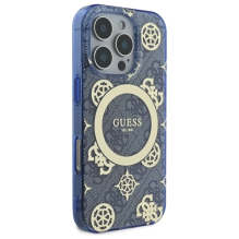 Guess IML Peony On 4G Background MagSafe Case for iPhone 16 Pro - Blue