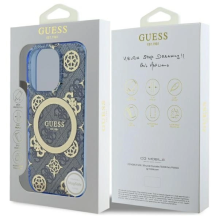 Guess IML Peony 4G fone MagSafe dėklas, skirtas iPhone 16 Pro – mėlynas