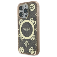 Guess IML Peony 4G fone MagSafe dėklas, skirtas iPhone 16 Pro – rudas