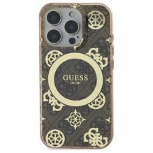 Guess IML Peony 4G fone MagSafe dėklas, skirtas iPhone 16 Pro – rudas