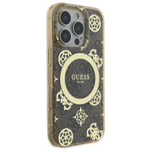 Guess IML Peony 4G fone MagSafe dėklas, skirtas iPhone 16 Pro – rudas