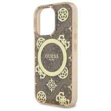 Guess IML Peony 4G fone MagSafe dėklas, skirtas iPhone 16 Pro – rudas