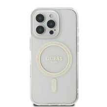 Guess GUHMP16LHFGERET iPhone 16 Pro 6,3 colio permatomas kietas dėklas IML Glitter Circle MagSafe