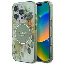 Guess IML Flower &amp; Tonal Circle MagSafe case for iPhone 16 Pro - green