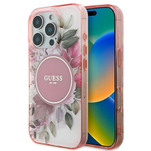 Guess IML Flower &amp; Tonal Circle MagSafe iPhone 16 Pro Case - Pink