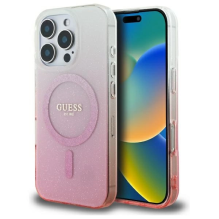 Guess IML Glitter Gradient MagSafe dėklas, skirtas iPhone 16 Pro – rožinis