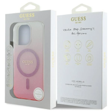 Guess IML Glitter Gradient MagSafe dėklas, skirtas iPhone 16 Pro – rožinis