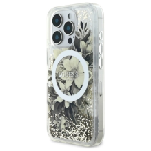 Guess Liquid Glitter Flower MagSafe iPhone 16 Pro Case - Beige