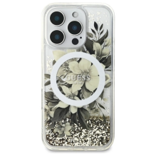 Guess Liquid Glitter Flower MagSafe iPhone 16 Pro Case - Beige