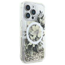 Guess Liquid Glitter Flower MagSafe iPhone 16 Pro Case - Beige