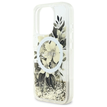 Guess Liquid Glitter Flower MagSafe iPhone 16 Pro Case - Beige