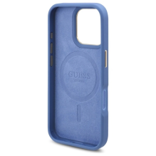 Guess 4G Logo Plate MagSafe dėklas, skirtas iPhone 16 Pro – mėlynas