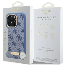 Guess 4G Logo Plate MagSafe dėklas, skirtas iPhone 16 Pro – mėlynas