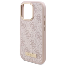 Guess 4G Logo Plate MagSafe iPhone 16 Pro Case - Pink