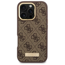 Guess 4G Logo Plate MagSafe iPhone 16 Pro Case - Brown