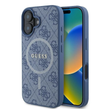 Guess 4G Ring Classic Logo MagSafe dėklas iPhone 16 Plus - mėlynas