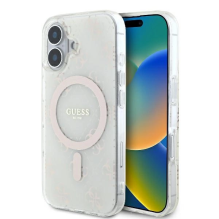 Guess IML 4G Background MagSafe Case for iPhone 16 Plus - White